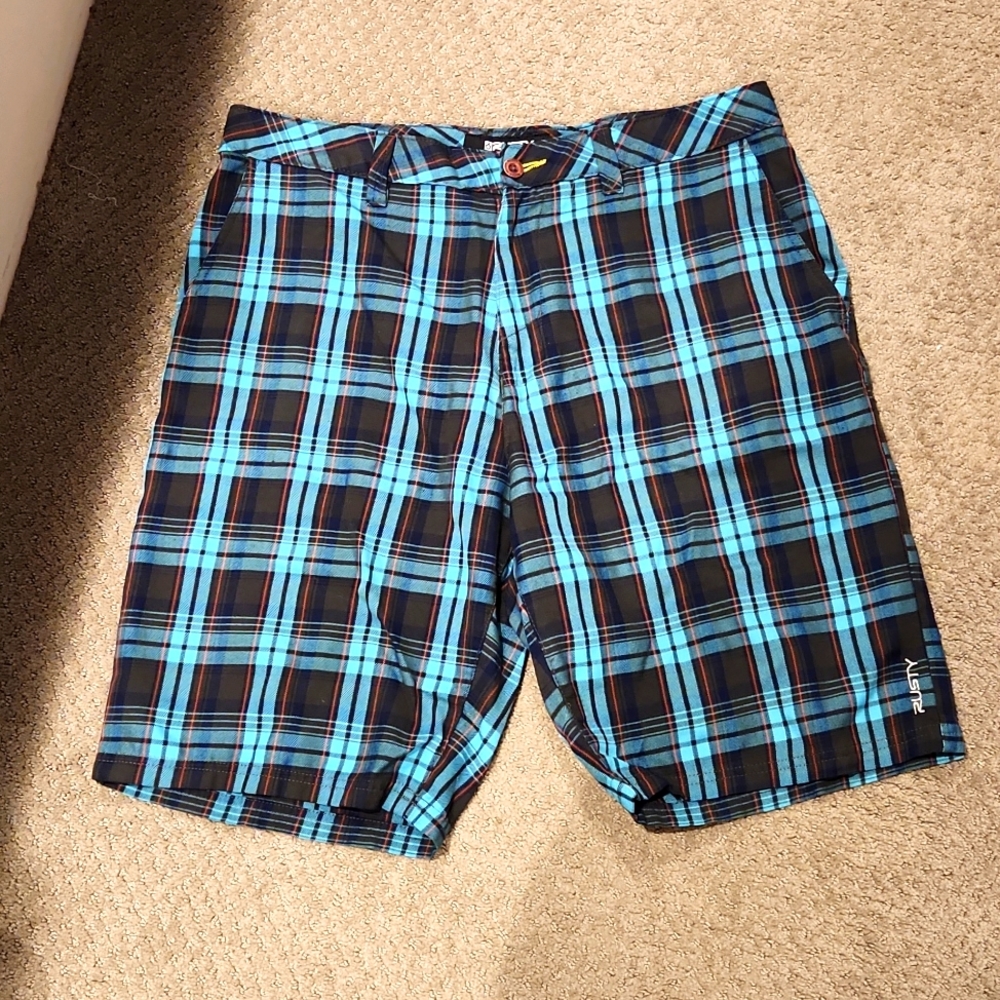 Men's Rusty brand plaid shorts sz 36